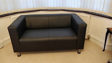 Tan Leather 2-Seat Sofa